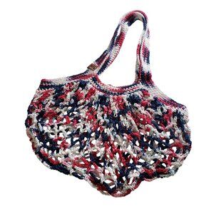 Handmade Crochet Mesh Market Bag Cotton Beach Vacation Reusable Boho Casual